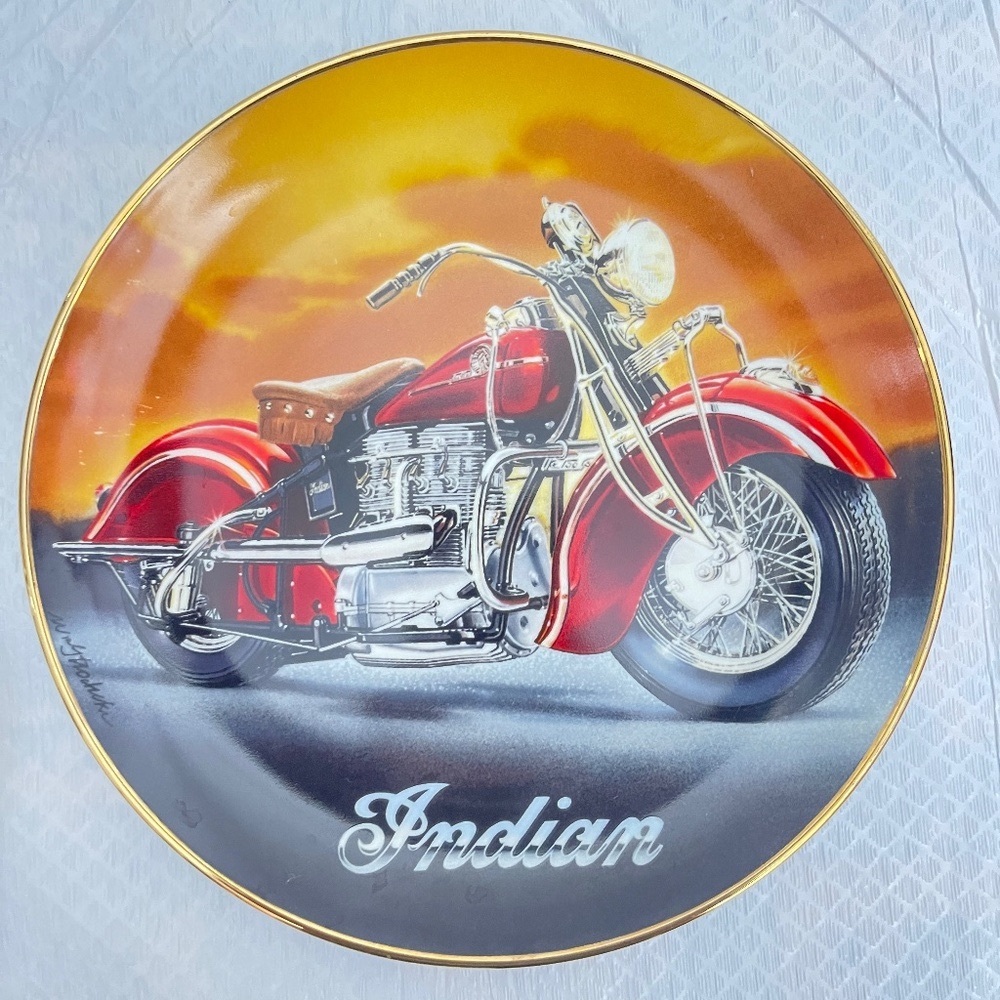 1942 Indian 442 Motorcycle, Franklin Mint, Royal Doulton, numbered plate